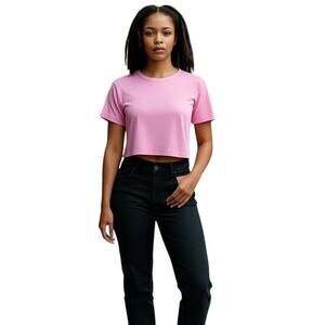 Zara Women's Pink Short Sleeve Crop Top - Size Large
